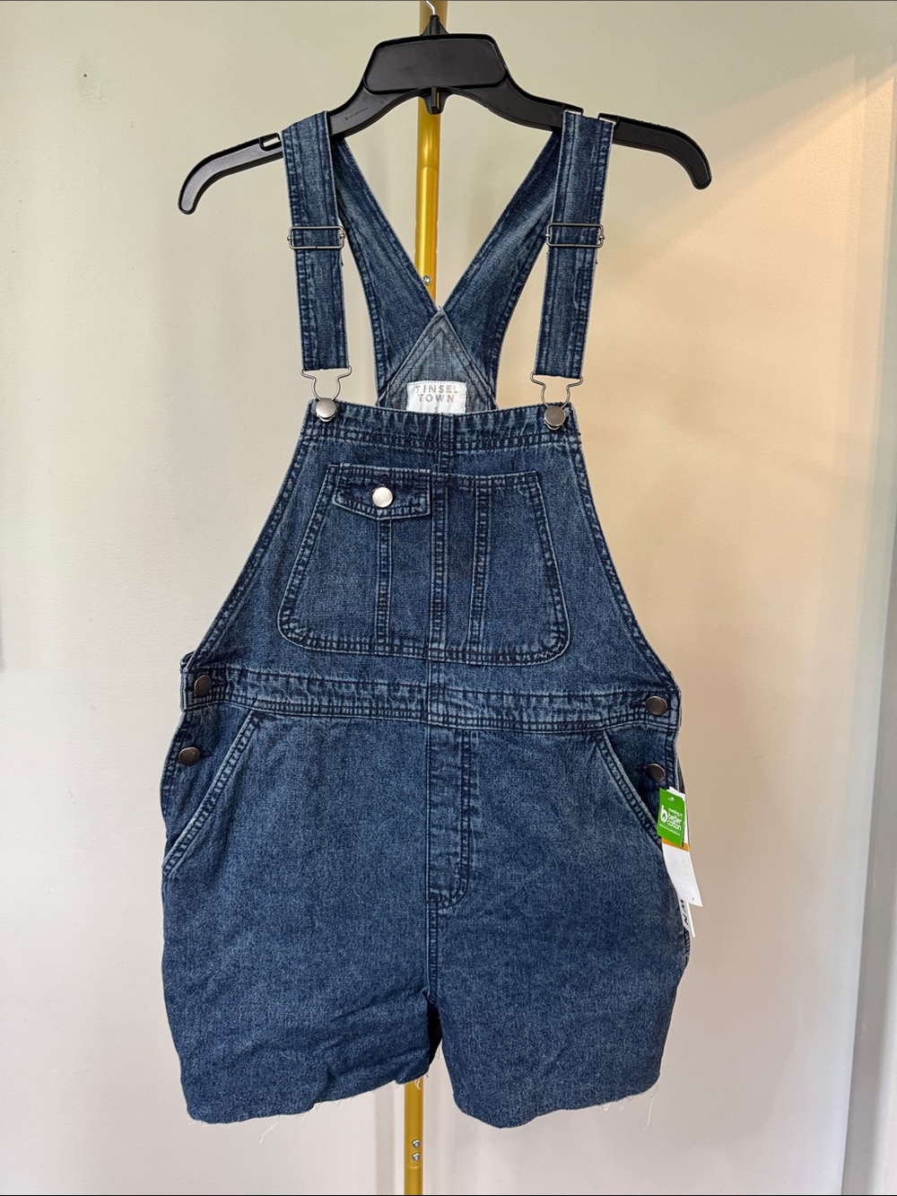 Tinseltown Dark Blue Denim Short bib Overalls NWT S
